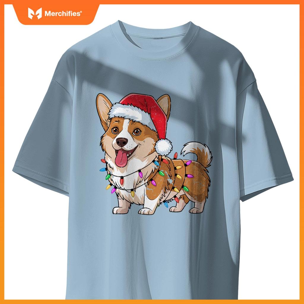 Cardigan Welsh Corgi Christmas Lights Xmas Dogs Gifts Women T-Shirt