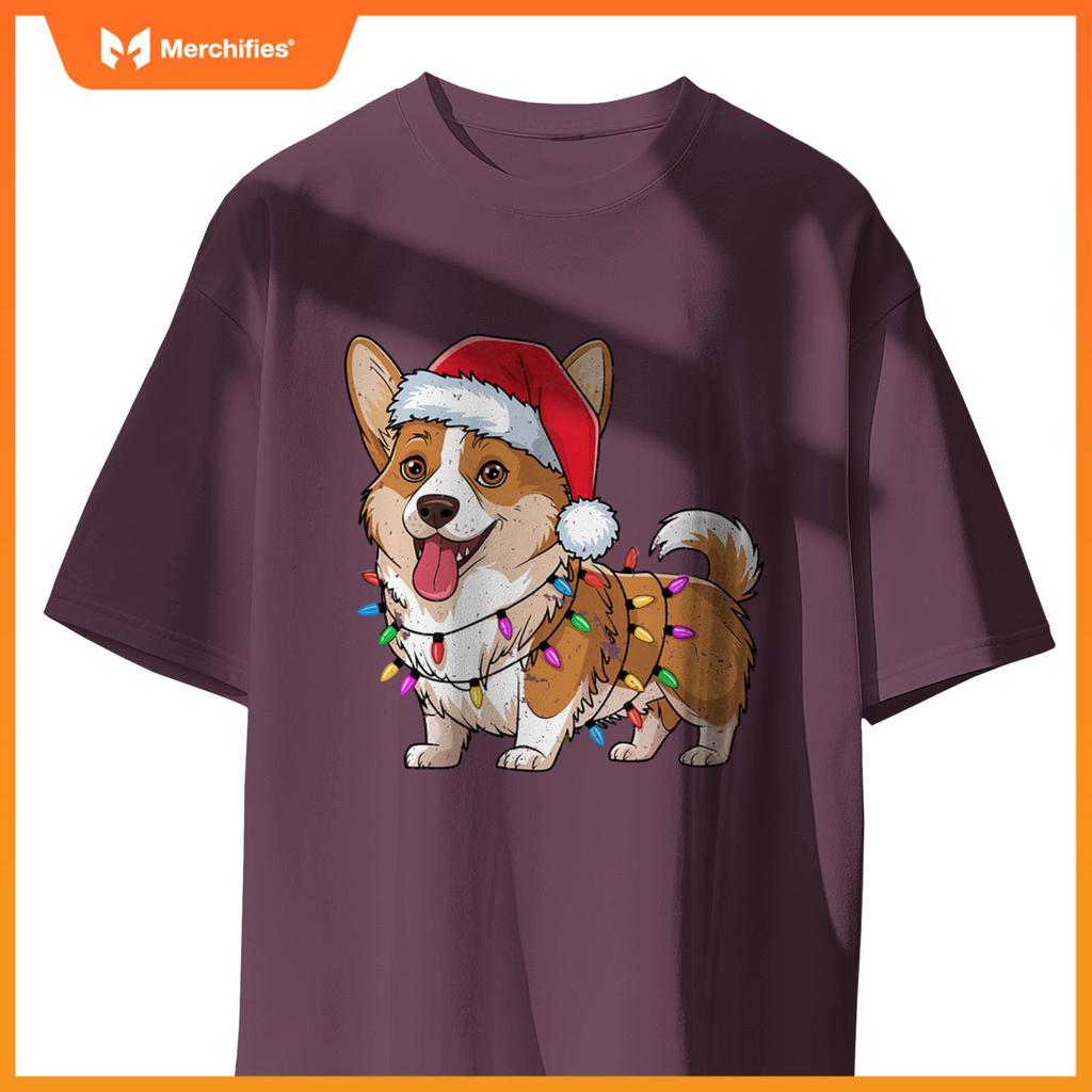 Cardigan Welsh Corgi Christmas Lights Xmas Dogs Gifts Women T-Shirt