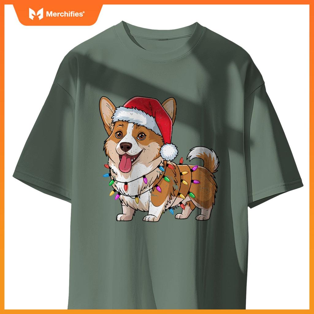 Cardigan Welsh Corgi Christmas Lights Xmas Dogs Gifts Women T-Shirt