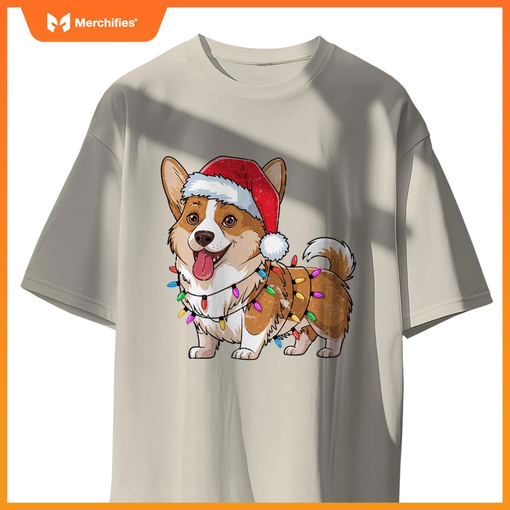 Cardigan Welsh Corgi Christmas Lights Xmas Dogs Gifts Women T-Shirt