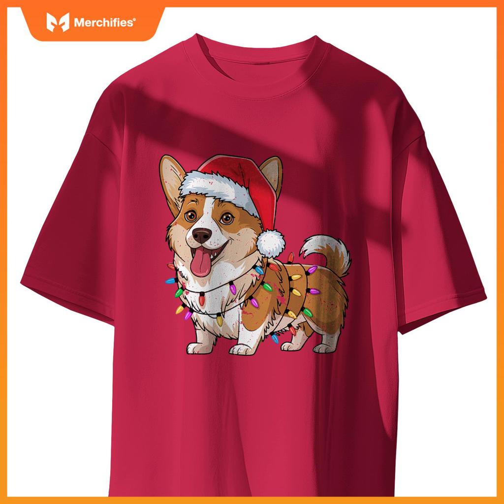 Cardigan Welsh Corgi Christmas Lights Xmas Dogs Gifts Women T-Shirt