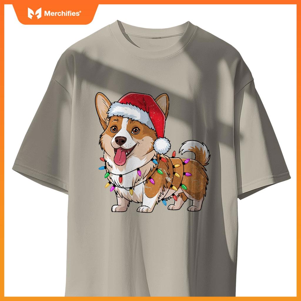 Cardigan Welsh Corgi Christmas Lights Xmas Dogs Gifts Women T-Shirt