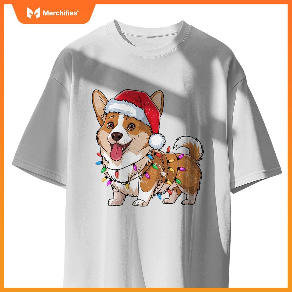 Cardigan Welsh Corgi Christmas Lights Xmas Dogs Gifts Women T-Shirt