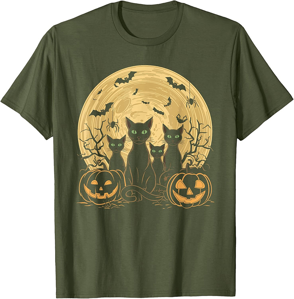 Cat Halloween Moon T-Shirt