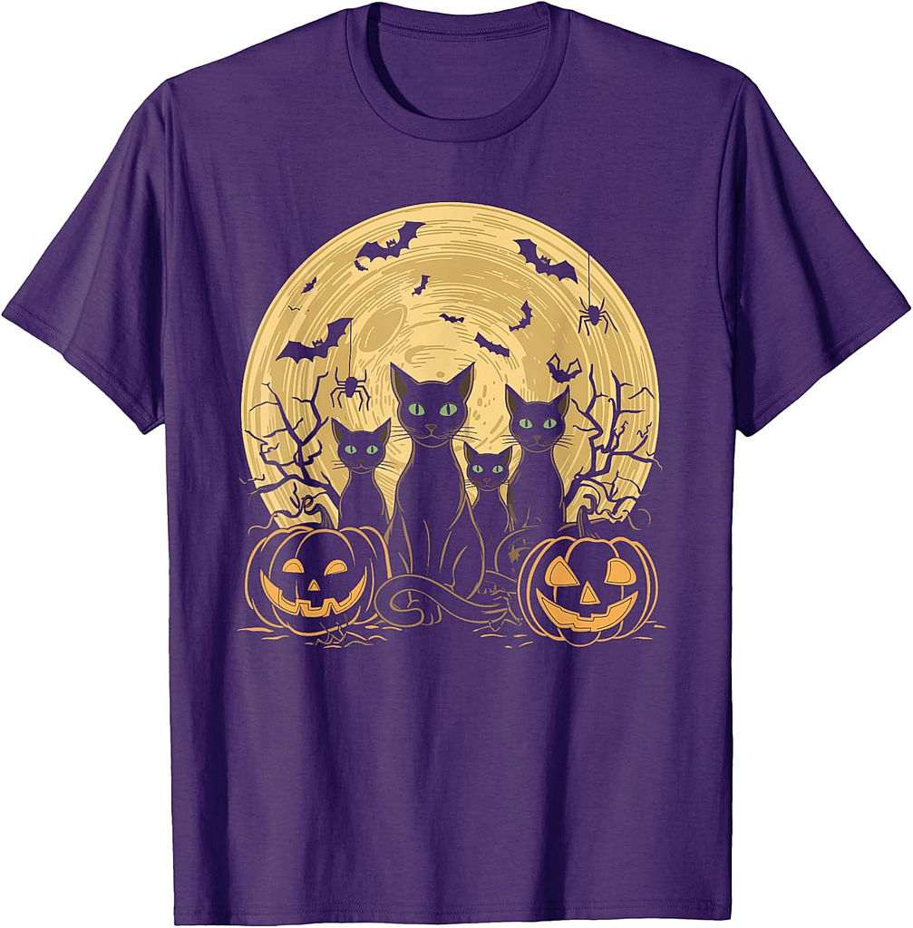Cat Halloween Moon T-Shirt