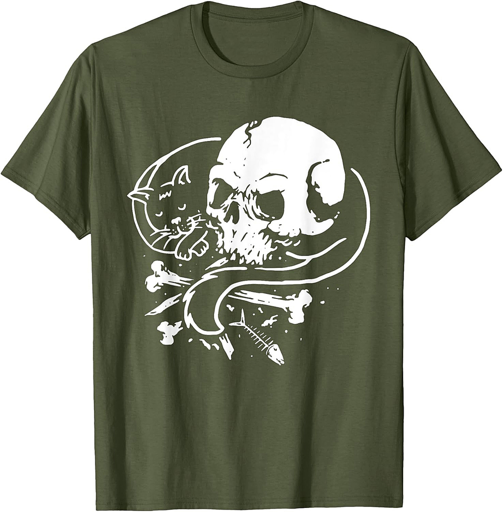 Cat Skull Kitty Lover Skeleton Halloween Themed Costume Idea Men Women Kids T-Shirt