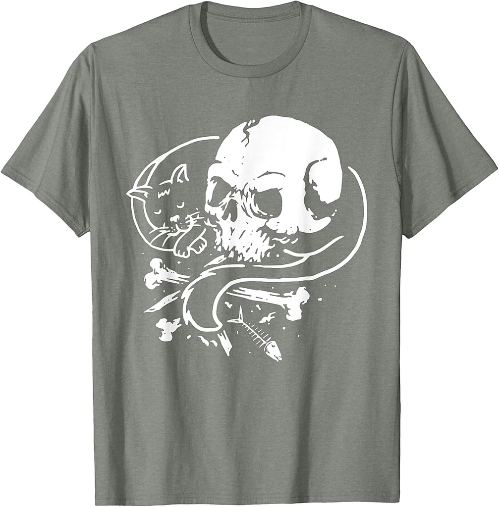 Cat Skull Kitty Lover Skeleton Halloween Themed Costume Idea Men Women Kids T-Shirt
