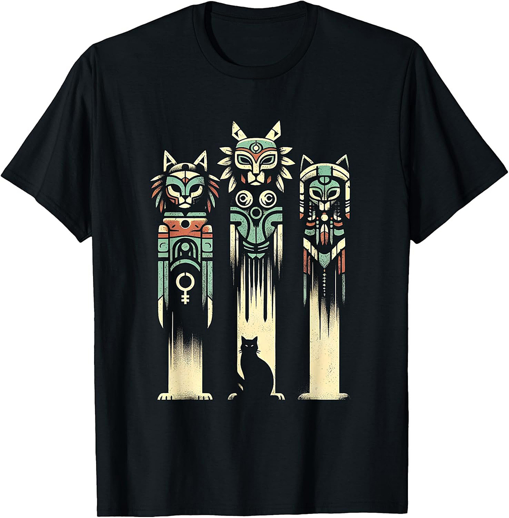 Cat Totem Spirits - Vintage Spooky Cat Halloween Lover T-Shirt