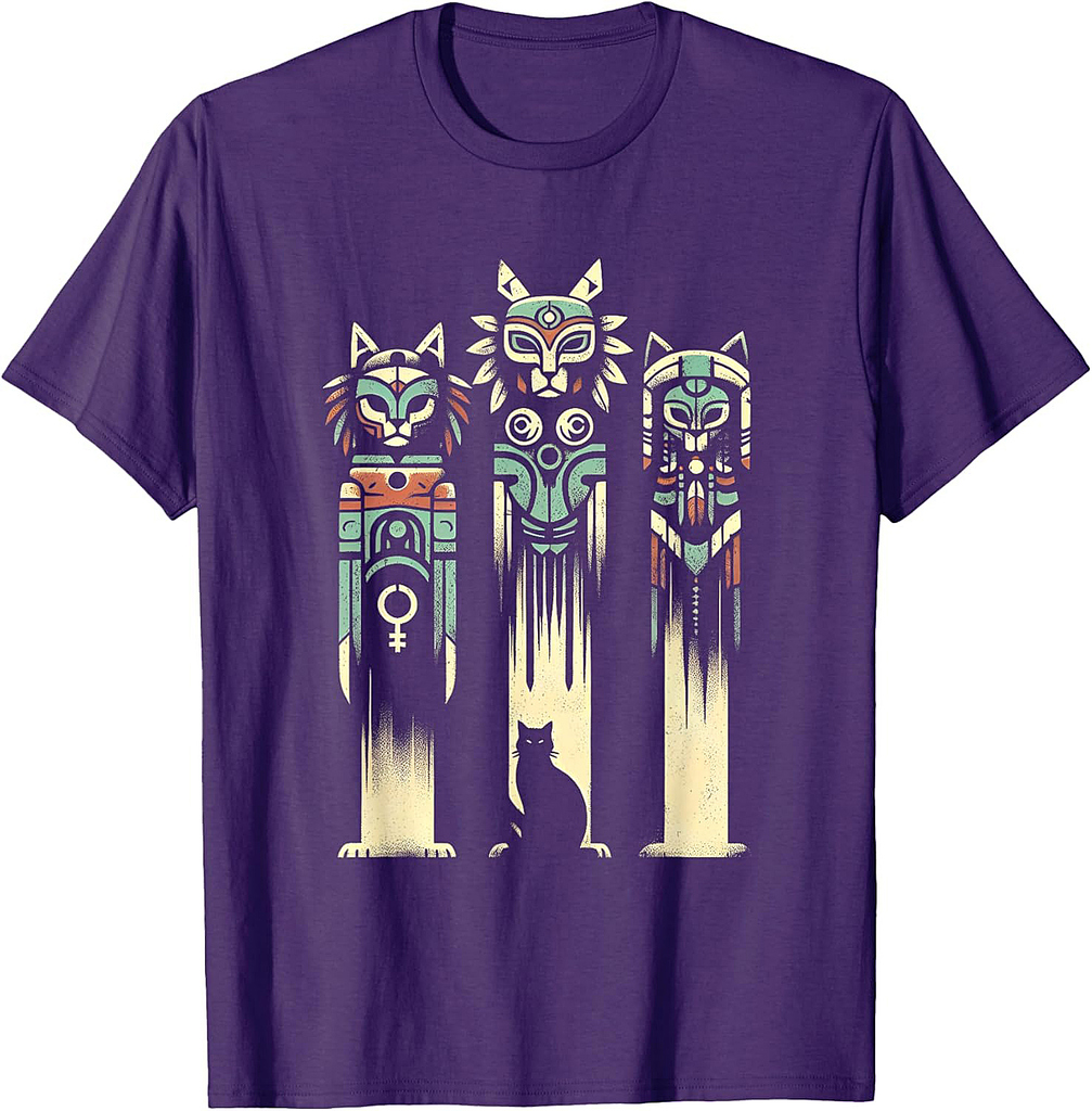 Cat Totem Spirits - Vintage Spooky Cat Halloween Lover T-Shirt