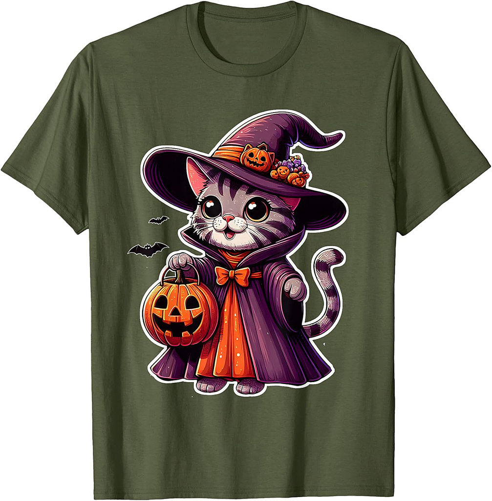 Cat Witch for Halloween T-Shirt