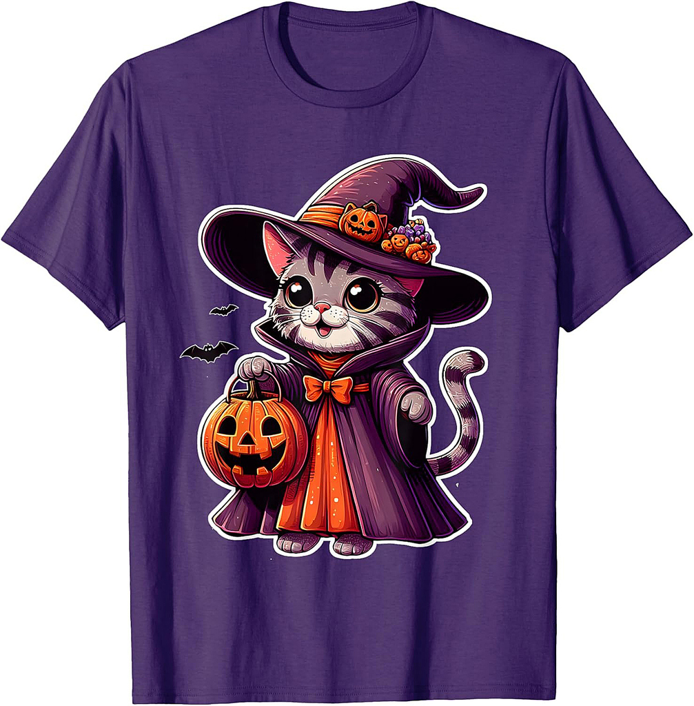 Cat Witch for Halloween T-Shirt