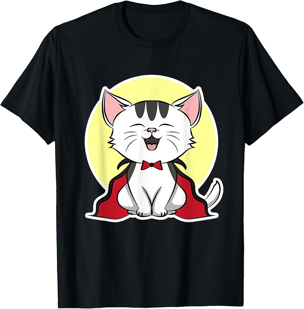Cat disguised as a Vampire for Cat Lover - Halloween T-Shirt