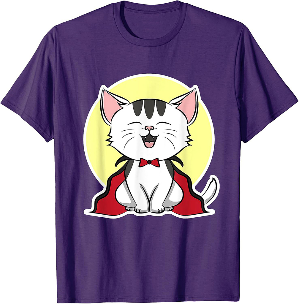 Cat disguised as a Vampire for Cat Lover - Halloween T-Shirt