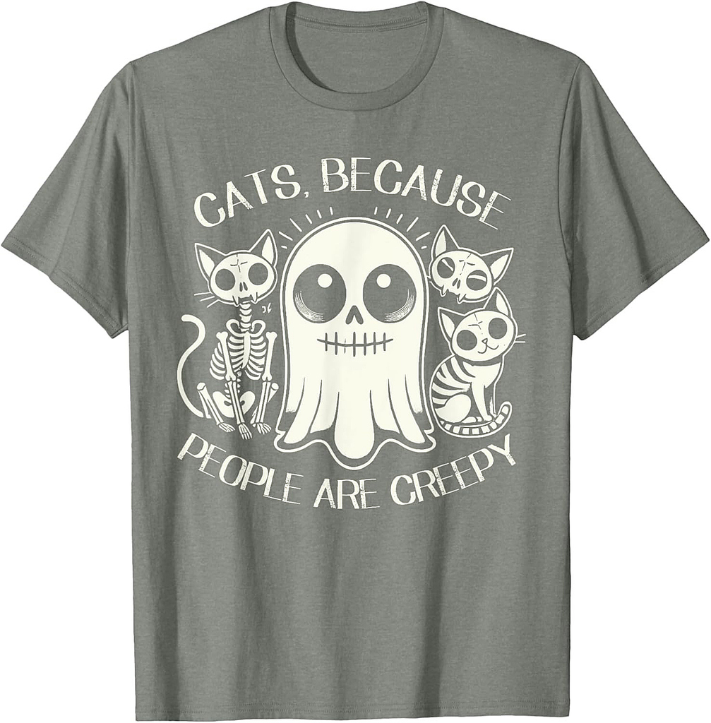 Cats Because People Are Creepy Shirt Cat Lovers Halloween Men Women Kids T-Shirt