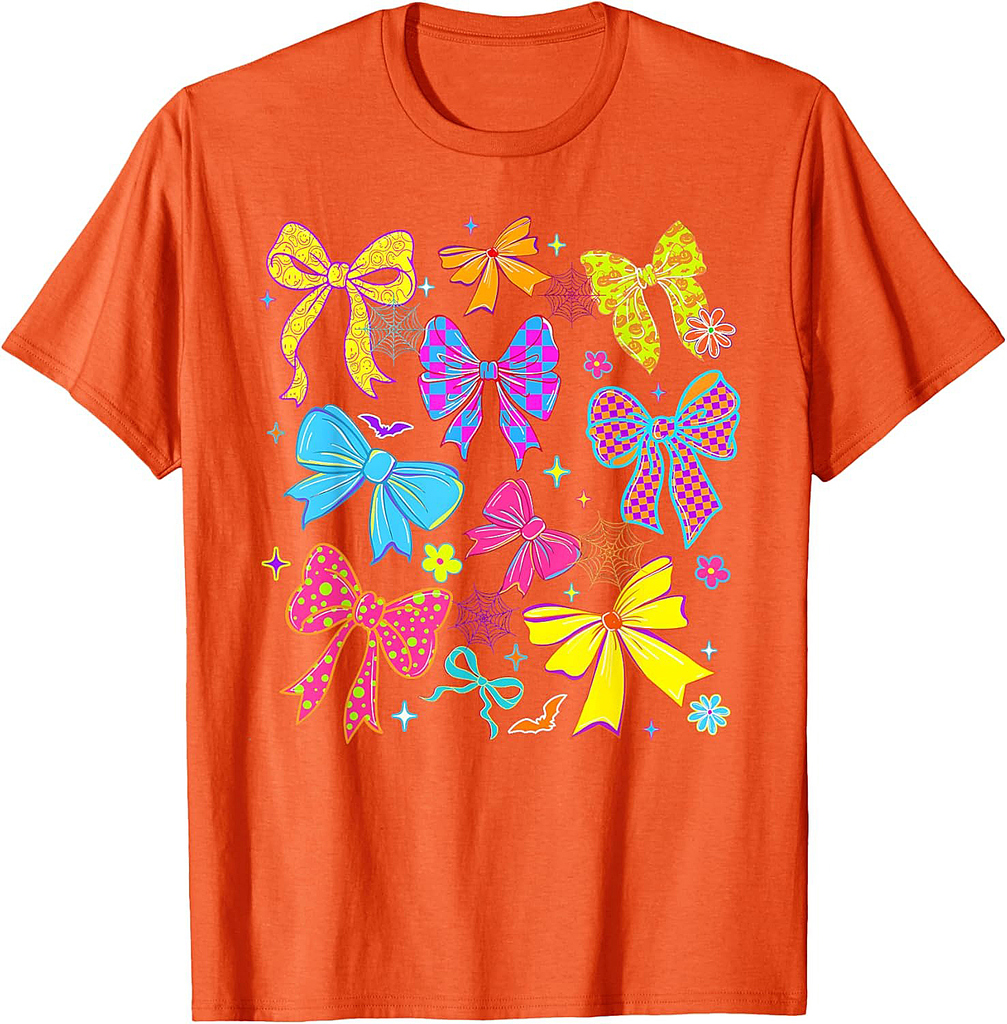 Checkered Coquette Bow For Women Girl Halloween Girly T-Shirt