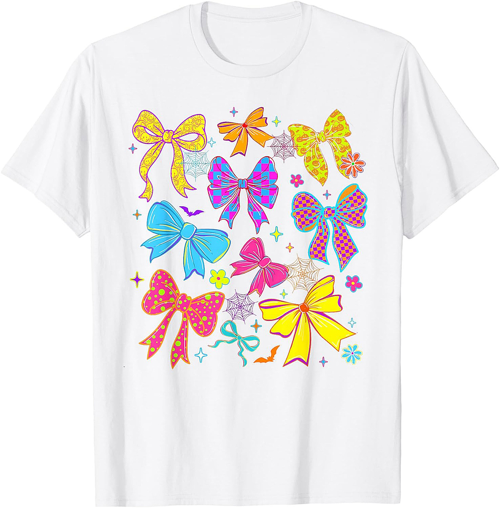 Checkered Coquette Bow For Women Girl Halloween Girly T-Shirt