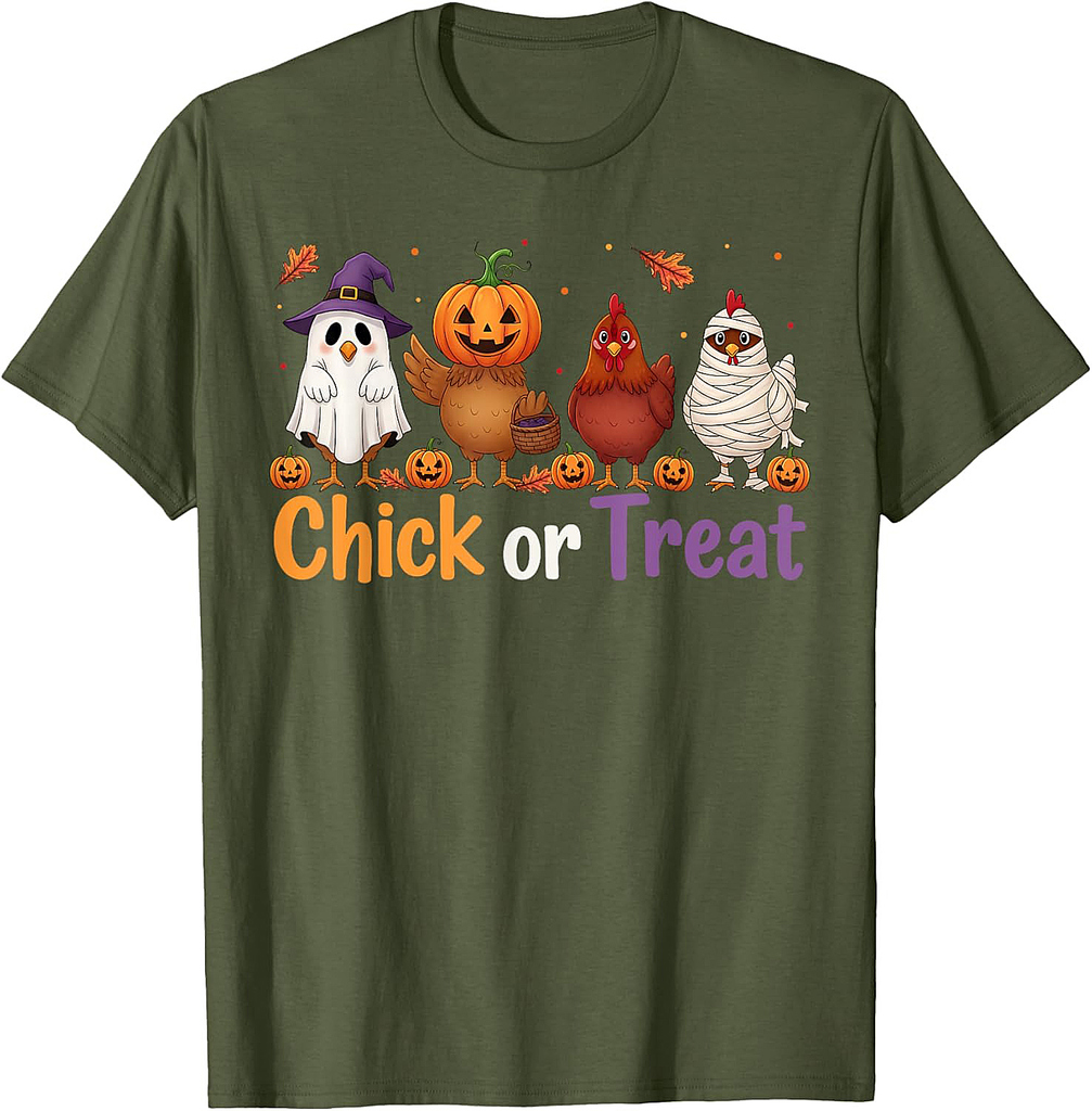Chick Or Treat Halloween Witch Spooky Chicken Farmer T-Shirt