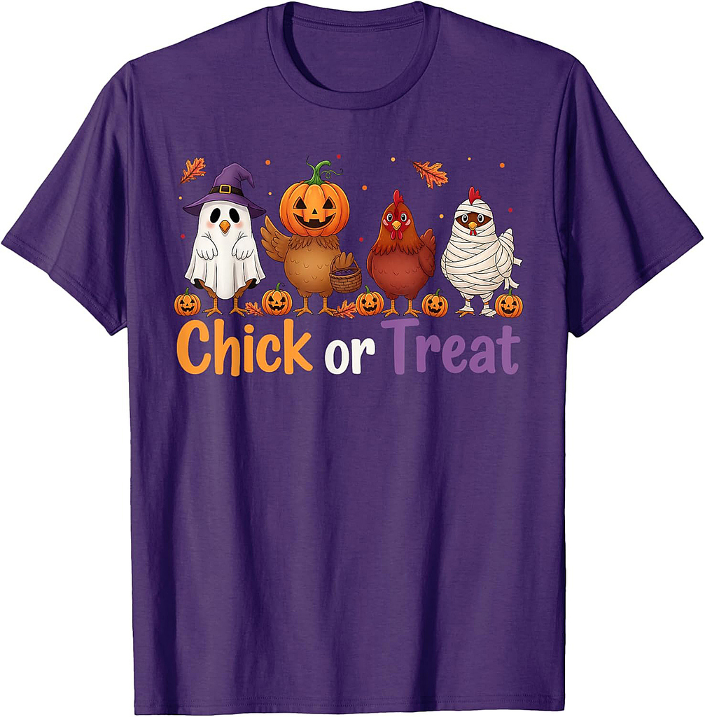 Chick Or Treat Halloween Witch Spooky Chicken Farmer T-Shirt
