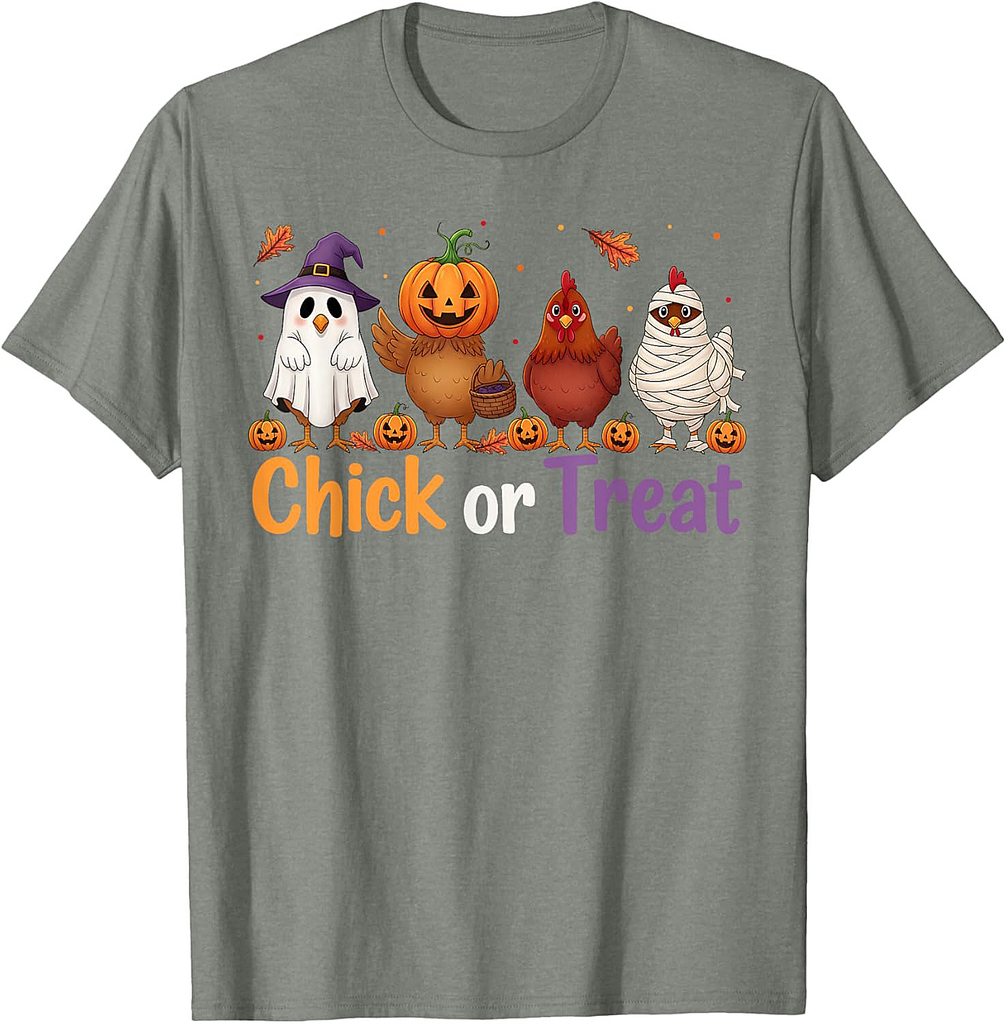 Chick Or Treat Halloween Witch Spooky Chicken Farmer T-Shirt