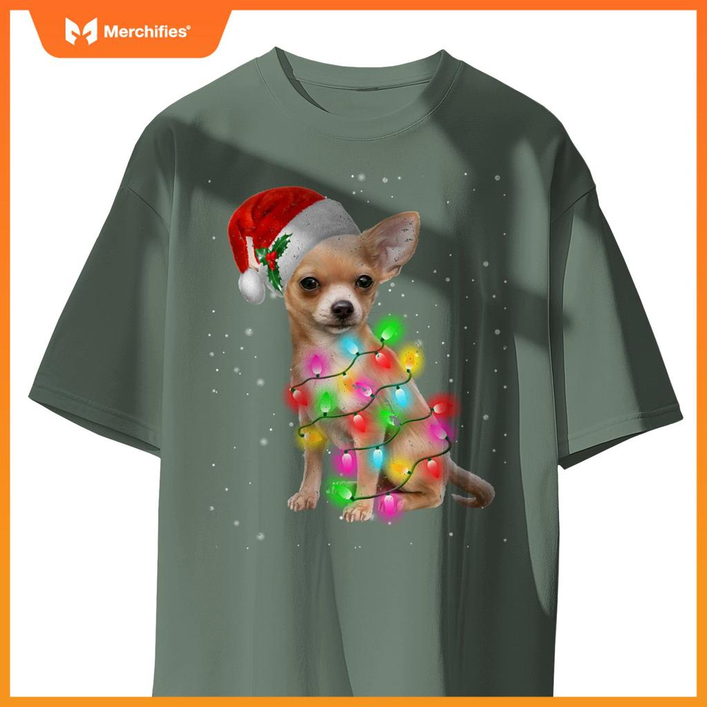Chihuahua Dogs Tree Christmas Sweater Xmas Gifts Pet Dog T-Shirt