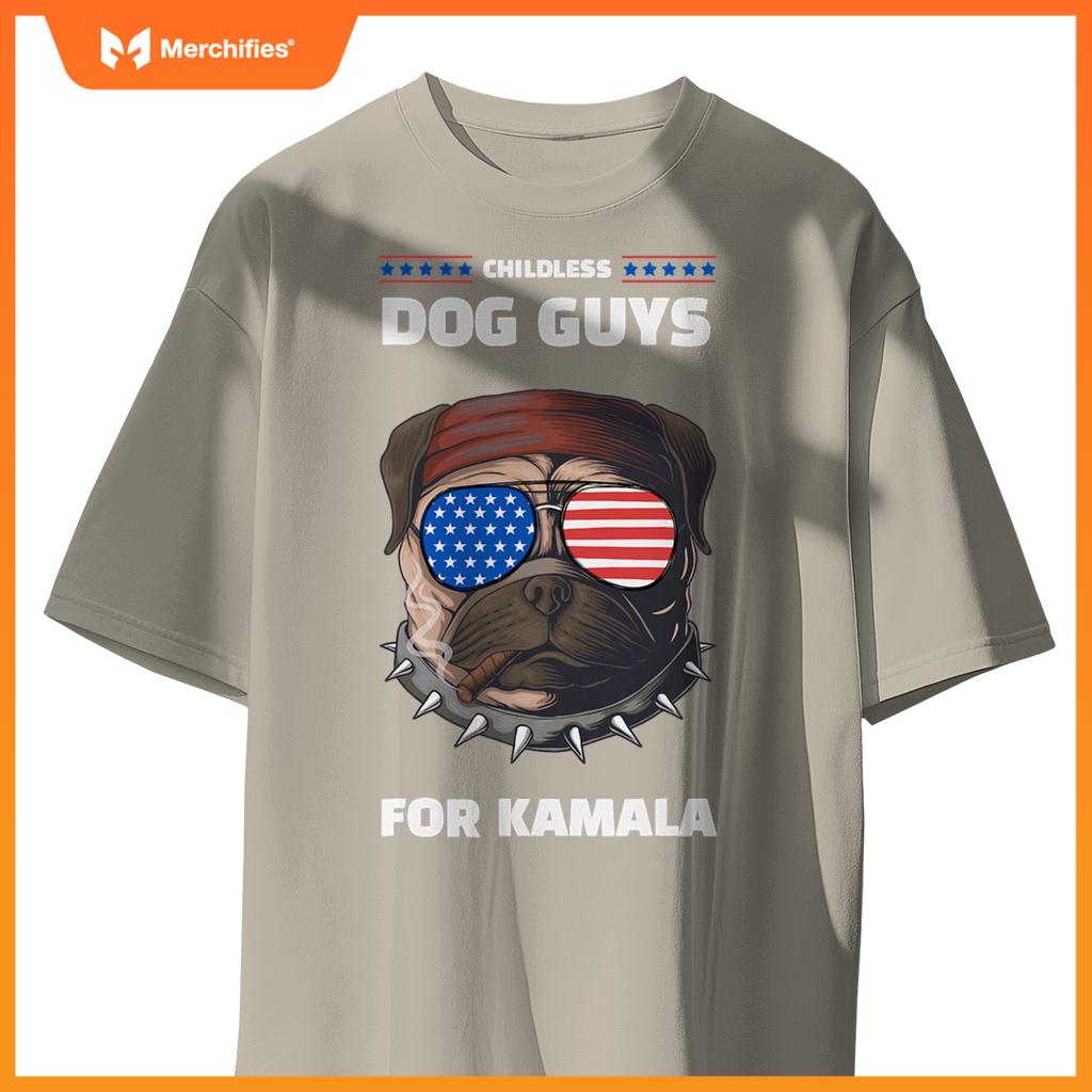 Childless Dog Guys For Kamala Harris 2024 Election T-Shirt