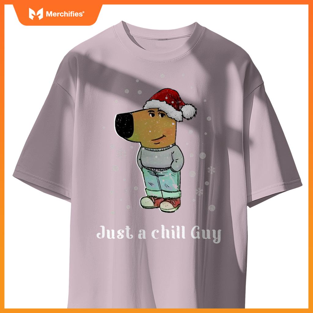 Chill Guy Dog With Christmas Hat Funny Chill Guy Meme T-Shirt