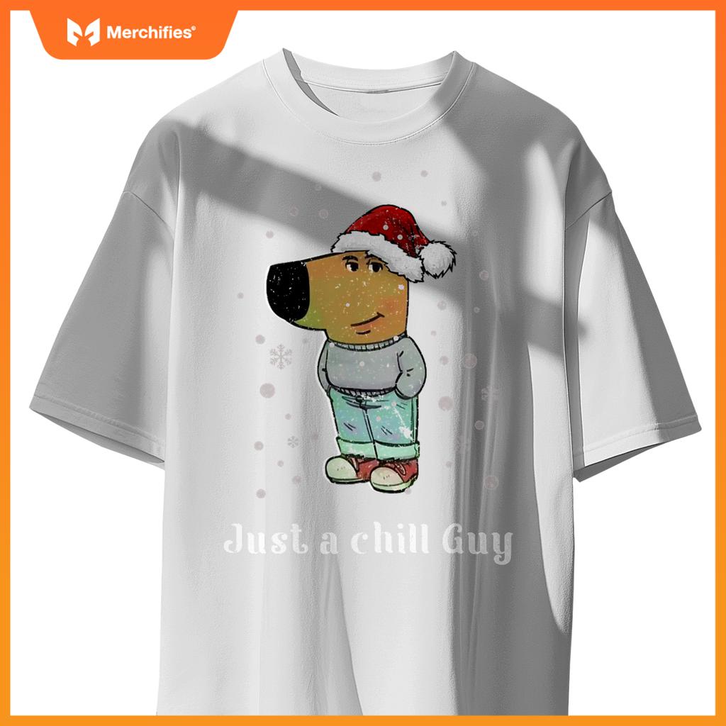 Chill Guy Dog With Christmas Hat Funny Chill Guy Meme T-Shirt