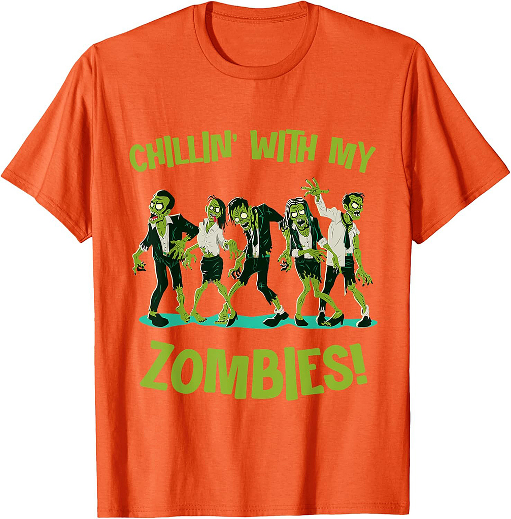 Chillin With My Zombies Funny Halloween Group Friend Costume T-Shirt