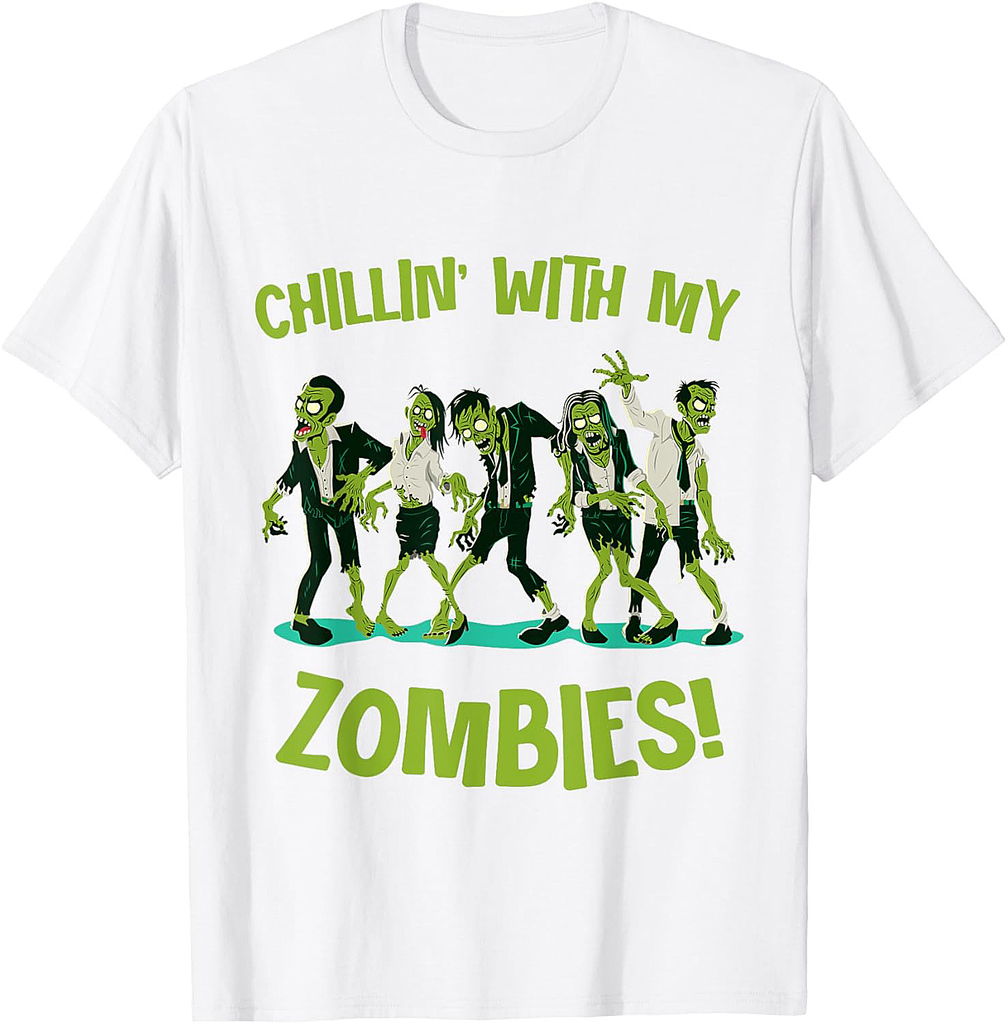 Chillin With My Zombies Funny Halloween Group Friend Costume T-Shirt