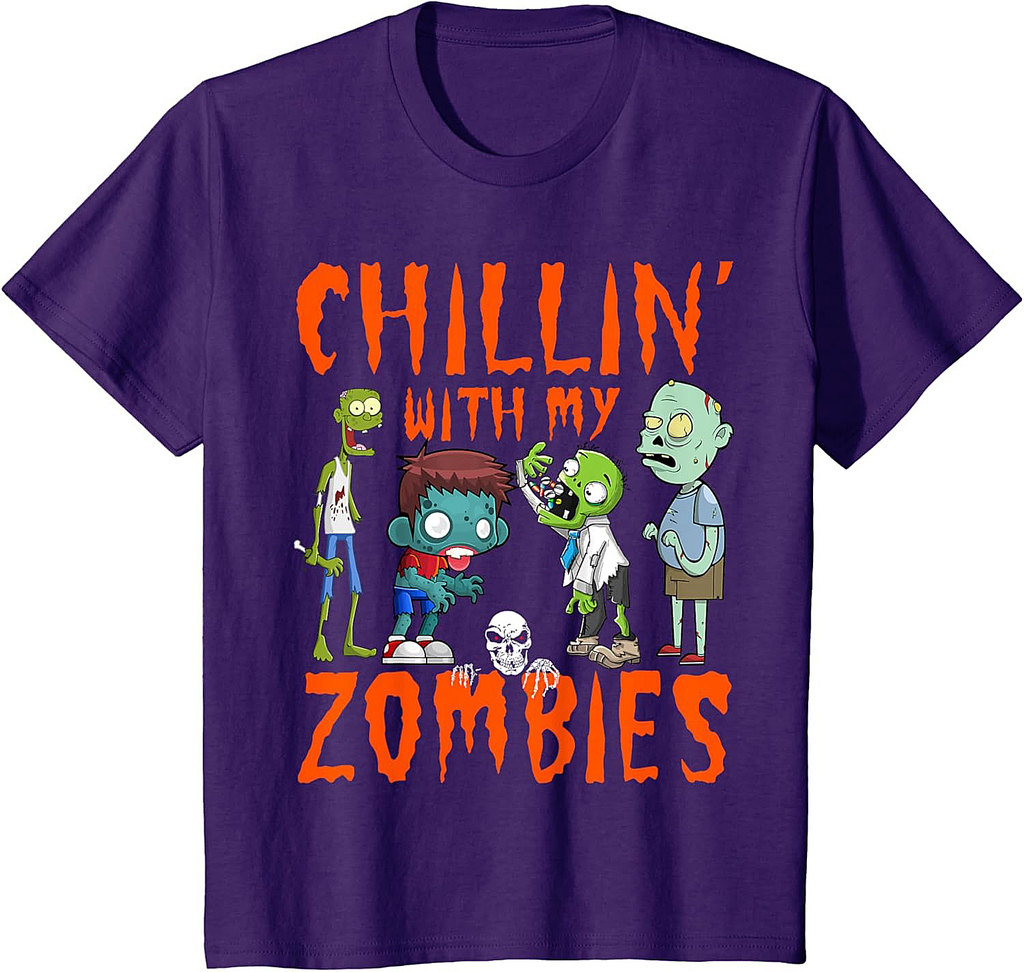 Chillin With My Zombies Halloween Funny Zombie Boys T-Shirt