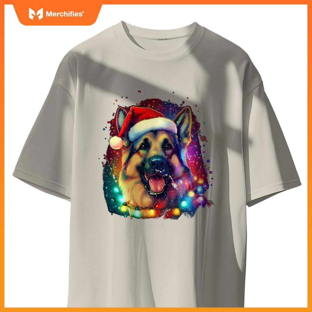 Christmas German Shepherd Holiday Colorful Dog Graphic T-Shirt