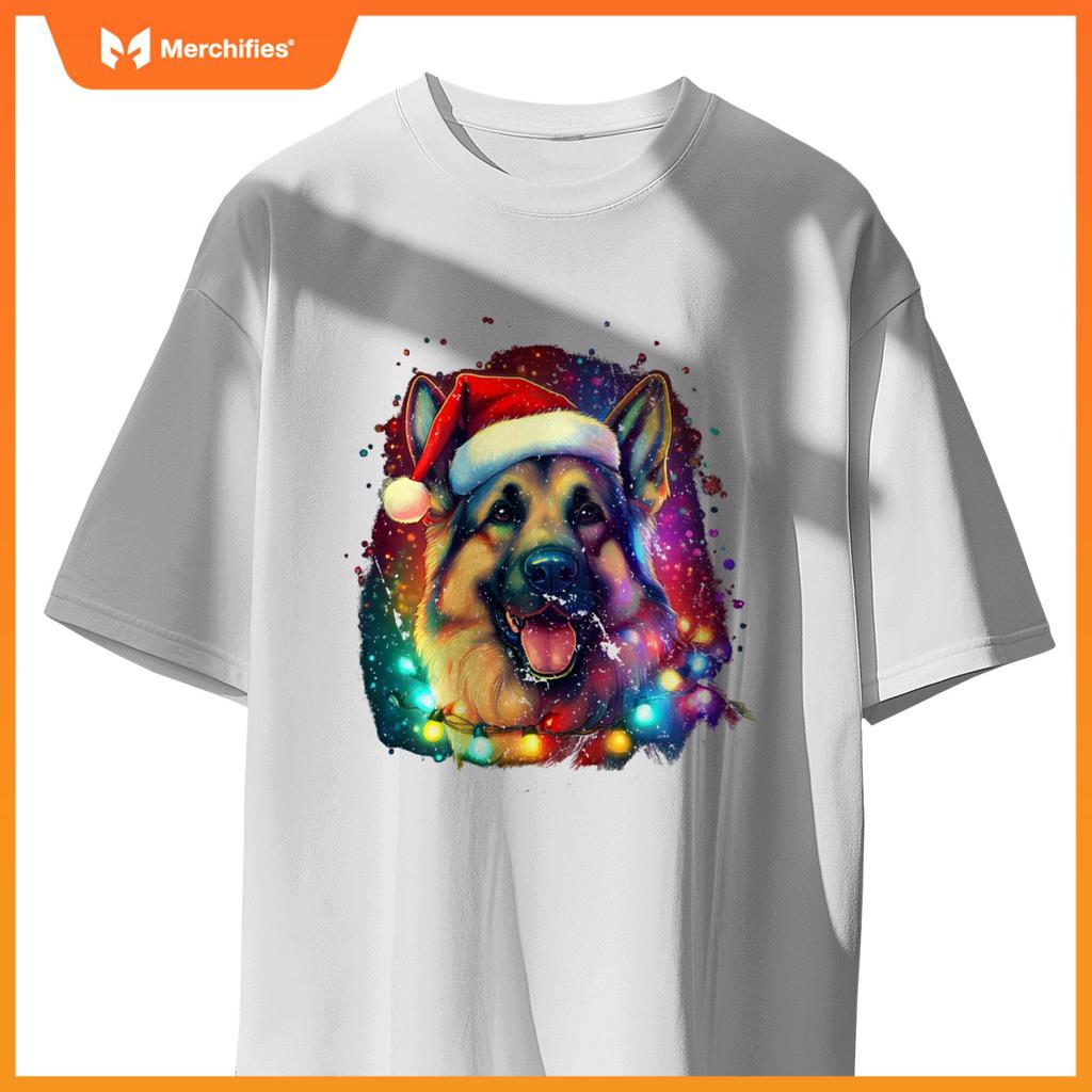 Christmas German Shepherd Holiday Colorful Dog Graphic T-Shirt
