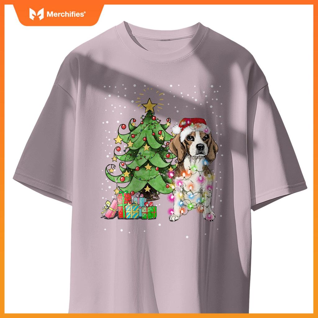 Christmas Lights Funny Beagle Dog Matching Family T-Shirt
