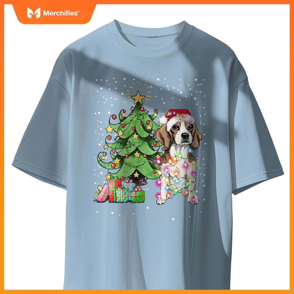 Christmas Lights Funny Beagle Dog Matching Family T-Shirt