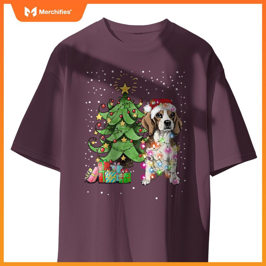 Christmas Lights Funny Beagle Dog Matching Family T-Shirt