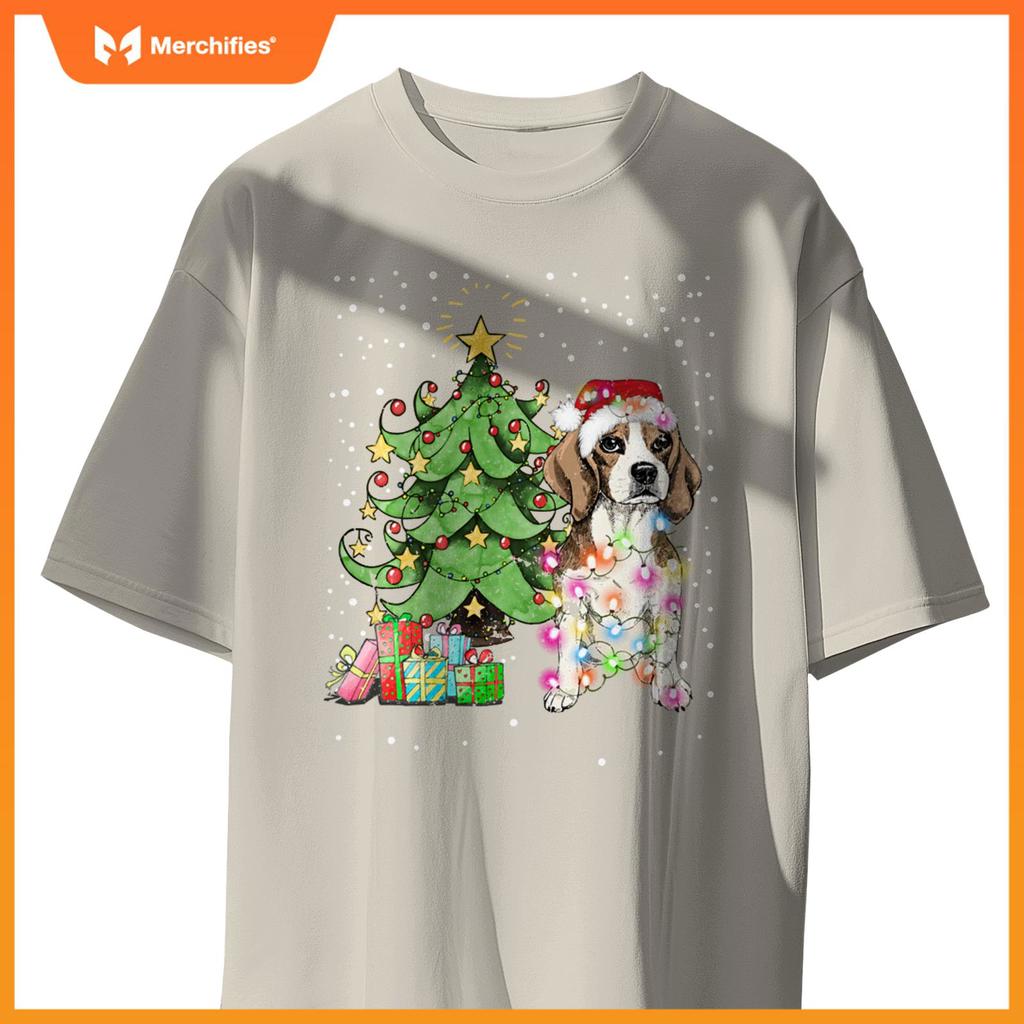 Christmas Lights Funny Beagle Dog Matching Family T-Shirt