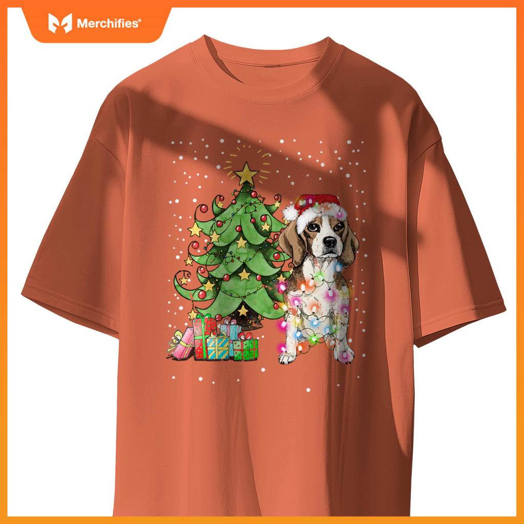 Christmas Lights Funny Beagle Dog Matching Family T-Shirt