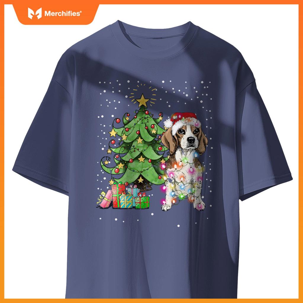 Christmas Lights Funny Beagle Dog Matching Family T-Shirt