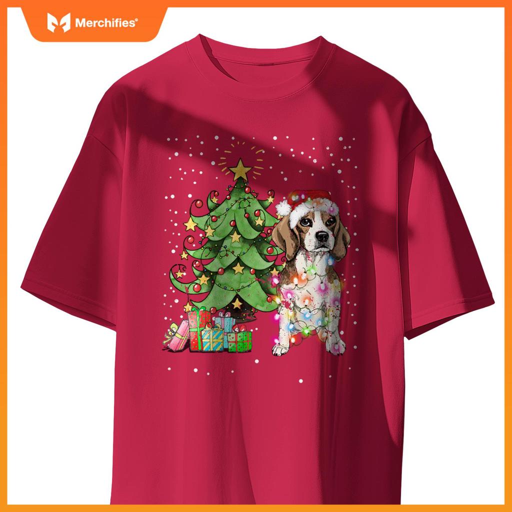 Christmas Lights Funny Beagle Dog Matching Family T-Shirt