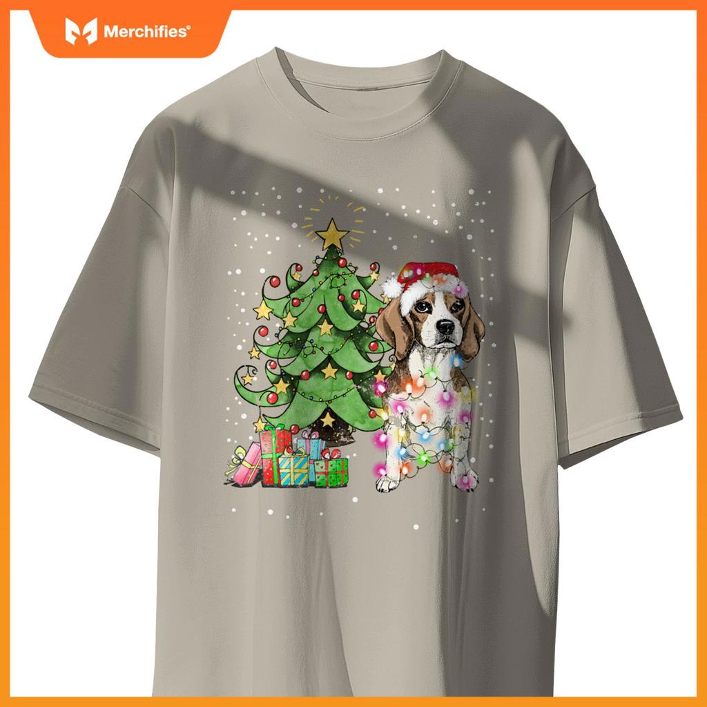 Christmas Lights Funny Beagle Dog Matching Family T-Shirt
