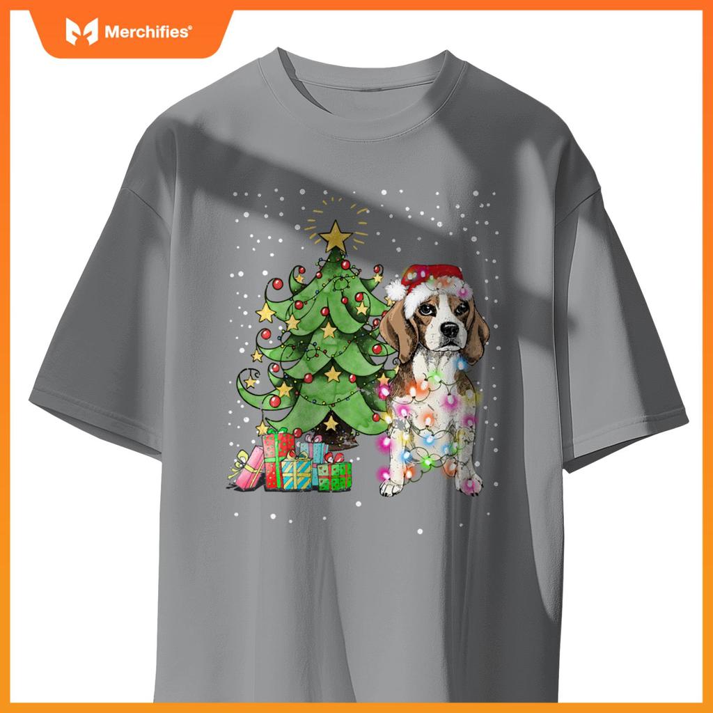 Christmas Lights Funny Beagle Dog Matching Family T-Shirt
