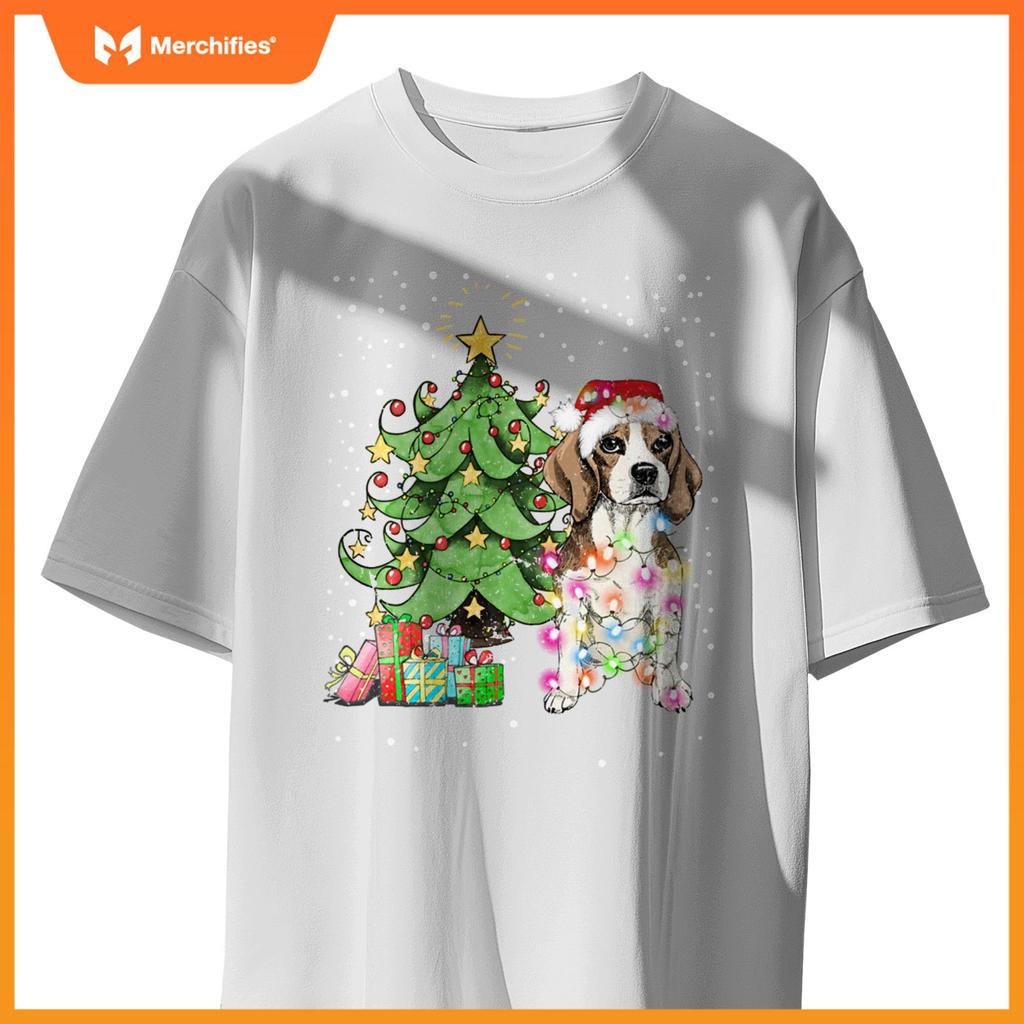 Christmas Lights Funny Beagle Dog Matching Family T-Shirt