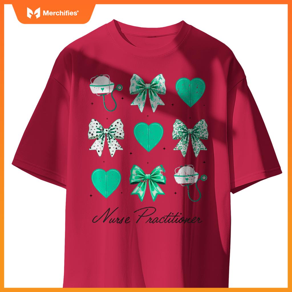 Christmas Nurse Nursing Xmas Holiday Coquette Bow Nurses T-Shirt