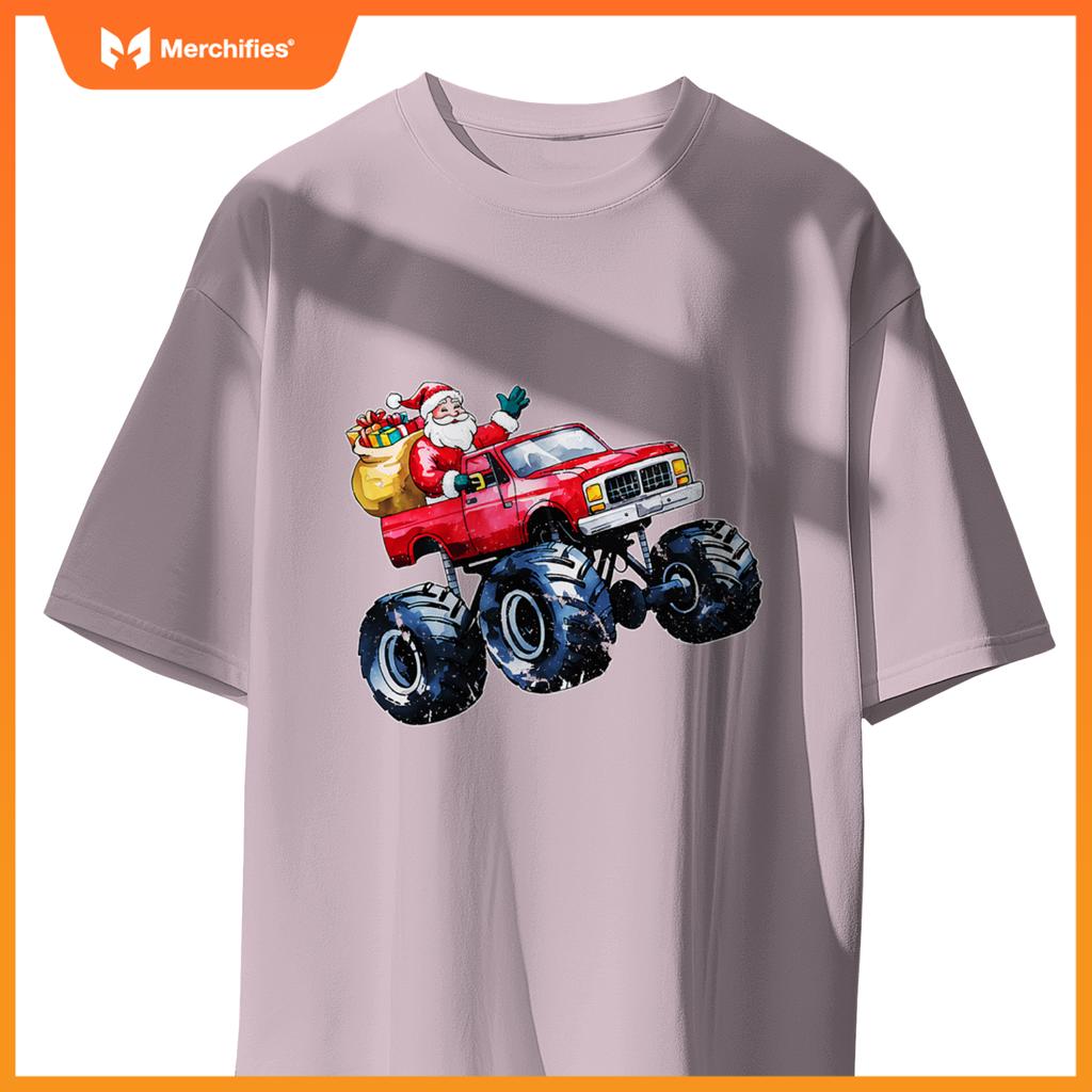 Christmas Santa Monster Truck Xmas Boys Kids Toddler Youth T-Shirt