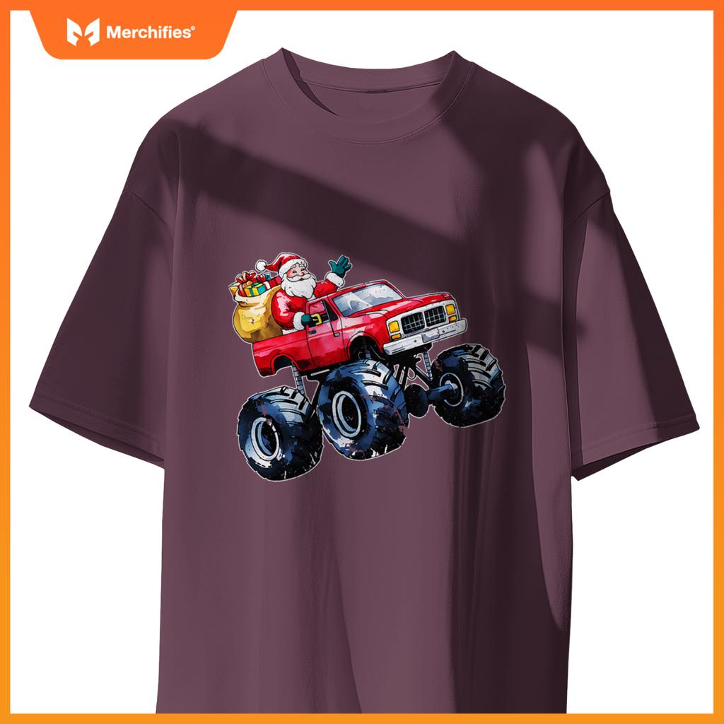 Christmas Santa Monster Truck Xmas Boys Kids Toddler Youth T-Shirt