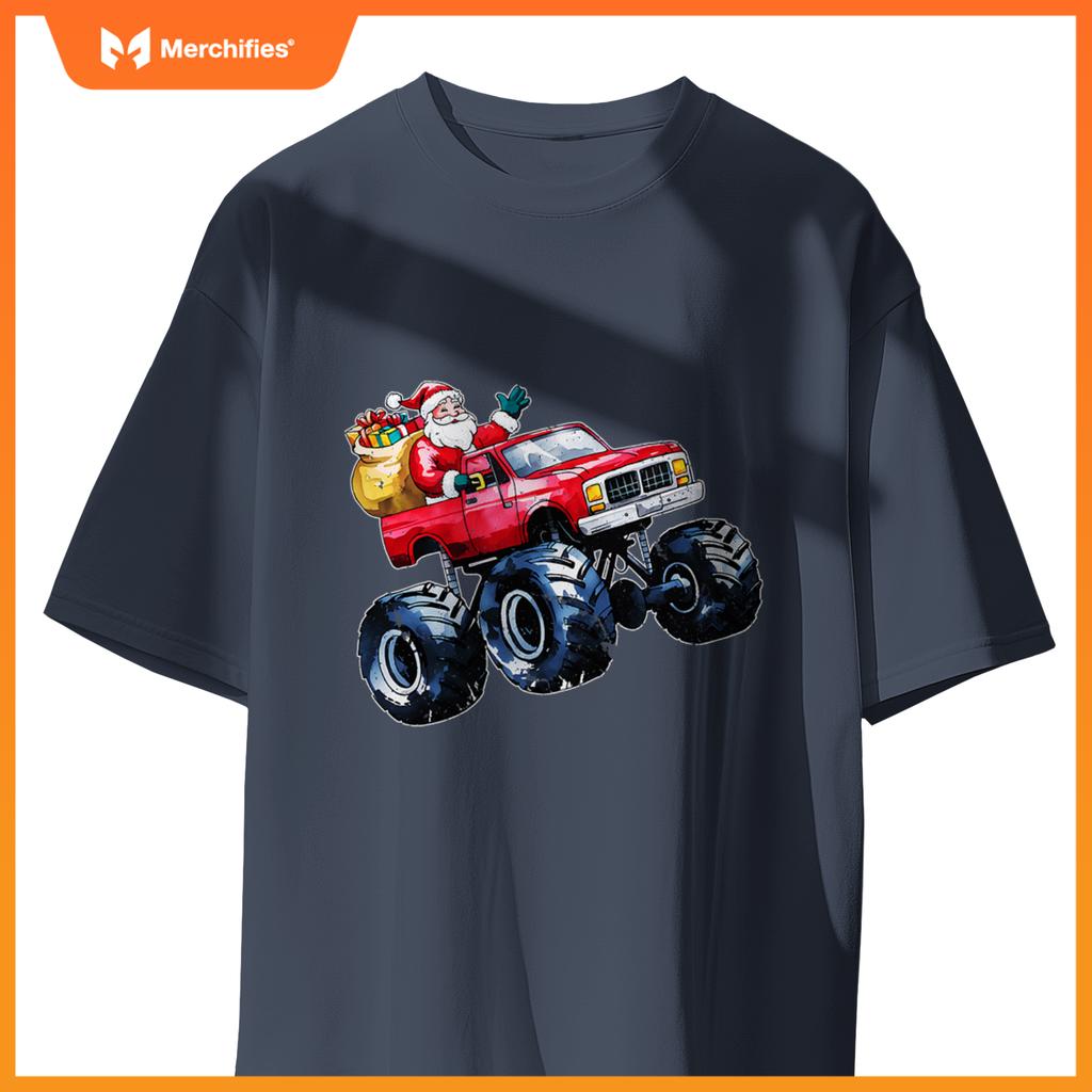 Christmas Santa Monster Truck Xmas Boys Kids Toddler Youth T-Shirt