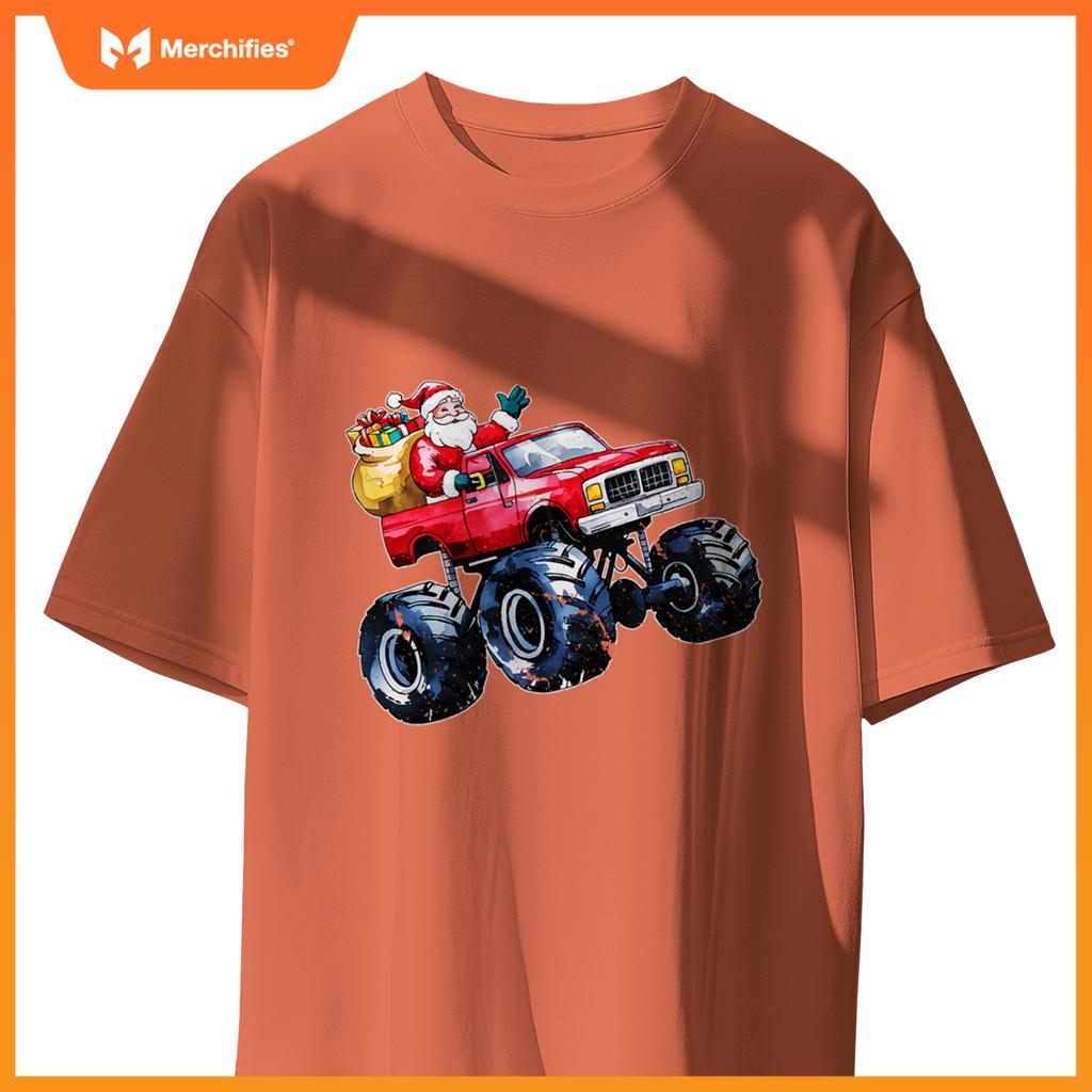 Christmas Santa Monster Truck Xmas Boys Kids Toddler Youth T-Shirt