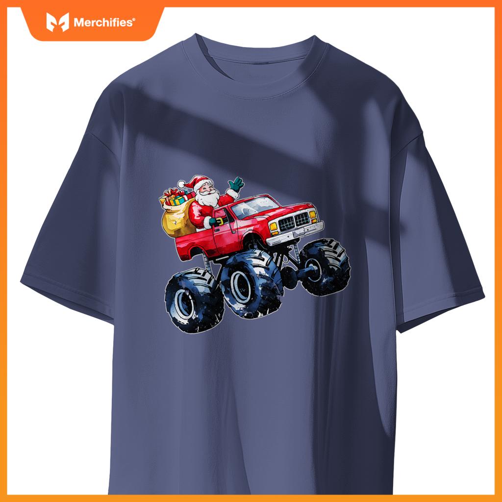 Christmas Santa Monster Truck Xmas Boys Kids Toddler Youth T-Shirt