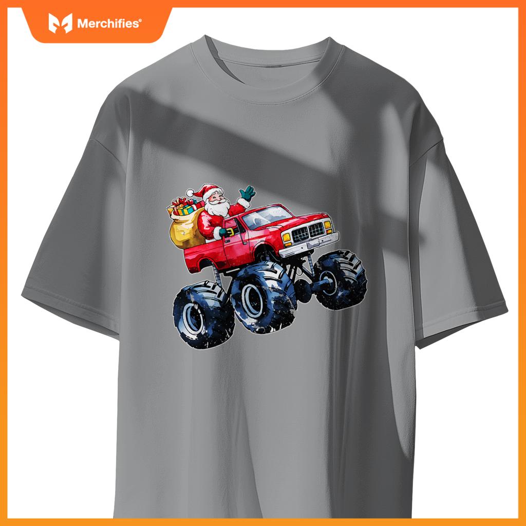 Christmas Santa Monster Truck Xmas Boys Kids Toddler Youth T-Shirt
