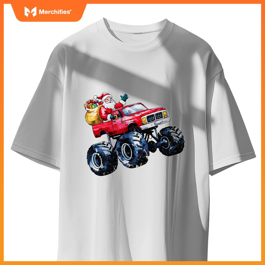Christmas Santa Monster Truck Xmas Boys Kids Toddler Youth T-Shirt